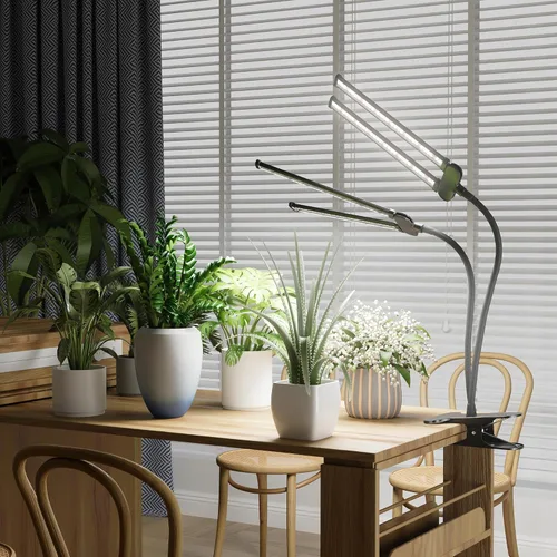 Miniatura 3 de Luz LED de cultivo, lámpara de crecimiento para plantas de interior con clip de espectro completo blanco súper brillante de 6000K con cabezal doble