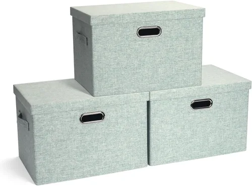 Miniatura 11 de Graciadeco Contenedores de almacenamiento plegables grandes de 17 pulgadas y 36 cuartos de galón con tapas, paquete de 3 cajas de almacenamiento