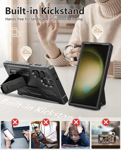Miniatura 4 de FNTCASE Funda para Samsung Galaxy S23-Ultra: protección de grado militar a prueba de caídas cubierta móvil con soporte TPU resistente a prueba