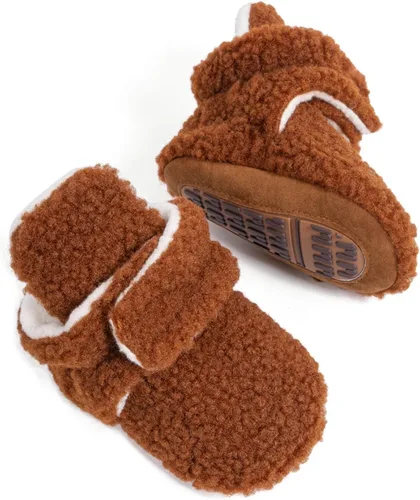 Miniatura 21 de Botines de forro polar para bebés, niños y niñas, pantuflas antideslizantes con agarre suave, zapatos de calcetín para recién nacidos, cuna