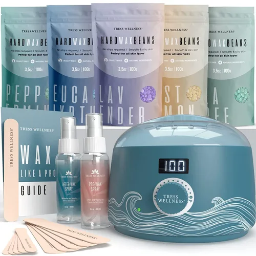 Miniatura 17 de Kit de depilación Tress Wellness para piel sensible, seguro para cara y piel, spray de preparación y cuidado posterior, fácil de usar, kit para uso