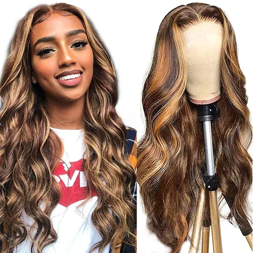 Miniatura 11 de Peluca de encaje frontal de cabello humano ondulada tipo body wave de 13x6. Peluca de cabello humano predepilada con cabello de bebé. Peluca