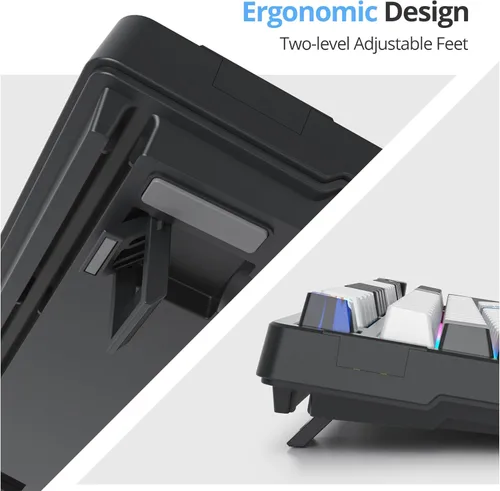 Miniatura 7 de Fogruaden Teclado mecánico cremoso con cable con teclado numérico, teclado RGB intercambiable en caliente para juegos con perilla, diseño completo