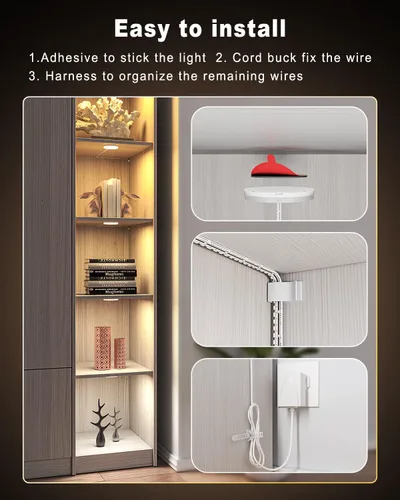 Miniatura 7 de MYPLUS Luces inteligentes para debajo del gabinete, luces de disco regulables compatibles con Alexa y Google Home, temperaturas de color ajustables
