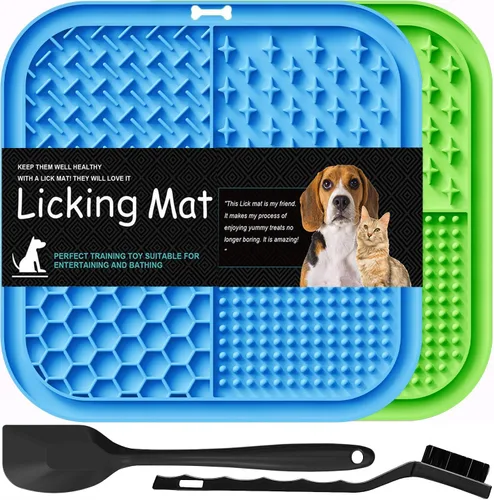 Lesipee Alfombrilla para lamer perros y gatos, paquete de 2, patada para lamer de alimentador lento, juguetes para perros para aliviar la ansiedad,