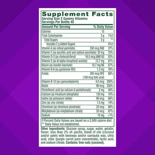 Miniatura 3 de vitafusion GLP-1 Support Multivitamínico, mezcla de vitaminas y minerales, 15 nutrientes esenciales, sabor a bayas cítricas, 90 unidades, suministro