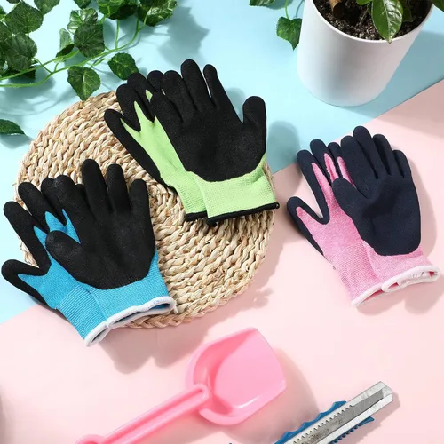 Miniatura 7 de Jeyiour Guantes de jardinería para niños, guantes de trabajo antideslizantes para niños, guantes de seguridad suave con revestimiento de goma