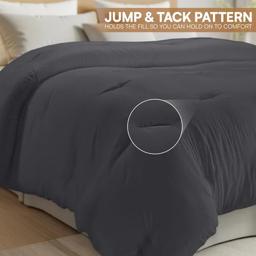 Miniatura 2 de Utopia Bedding Edredones tamaño Queen, relleno de edredón para todas las estaciones, edredón de plumón alternativo con pestañas en las esquinas, Gris