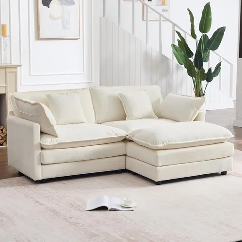 Miniatura 25 de KIVENJAJA - Sofá modular en forma de U extragrande tipo nube, chenilla moderna de 4 plazas con asiento profundo para sala de estar y oficina, con 2