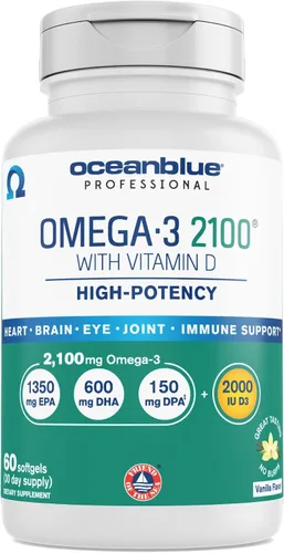 Miniatura 10 de Oceanblue Professional Omega-3 2100 con Vitamina D3 – 120 ct – Suplemento de Aceite de Pescado de Triple Potencia Sin Eructos con EPA, DHA, DPA