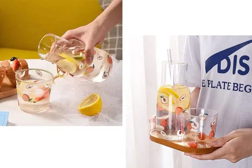 Miniatura 9 de Juego de jarras de agua de noche de cristal transparente, jarra y taza de noche