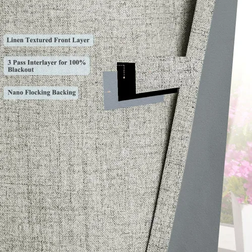 Miniatura 5 de Cortinas opacas con aspecto de lino de 84 pulgadas de largo, 100% absolutamente opacas, con aislamiento térmico, ahorro de energía, con textura, 2