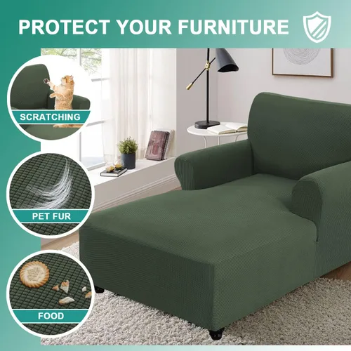 Miniatura 5 de OKYUK Funda para tumbona, de tela jacquard, elástica, con doble brazo, lavable a máquina, protector de muebles suave para sala de estar y dormitorio