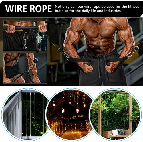 Miniatura 6 de Fitness Pulley Cable, Gym Replacement Cable Heavy Duty Steel Wire Rope Fitness Cable Pulley System Attachments Home Gym Machine Equipment Workout