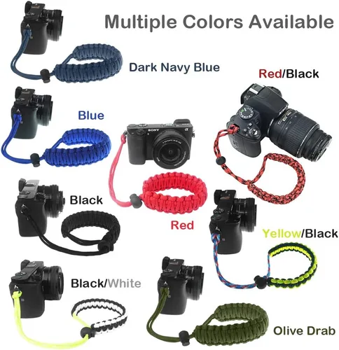 Miniatura 5 de Correa de muñeca ajustable 550 Paracord para cámaras réflex digitales, compactas Negro