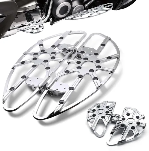 Miniatura 9 de MZS Plataformas de motocicleta para pasajero y conductor, estribos anchos, pedales estirados, color negro, compatibles con Dyna FLD/Electra Road