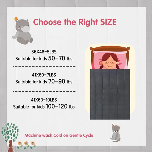 Miniatura 6 de yescool - Manta con peso, 7 libras, fresca, transpirable, con cuentas de cristal prémium, lavable a máquina, para dormir, 60-90 libras, 41 x 60 Gris