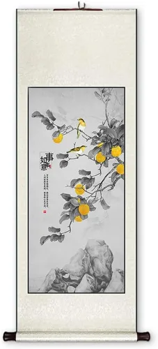 Miniatura 7 de Xzhipeng Pergamino Pintura colgante vertical Flor pájaro Pintura china Porche Pasillo Pasillo Pintura colgante Pergamino Sala de estar Comedor