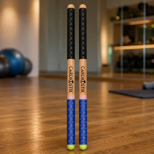Miniatura 8 de CardioStix Baquetas de cardio de madera de nogal americano con peso de 4.5 onzas por juego (1 par) con empuñaduras negras Batería, fitness, clase