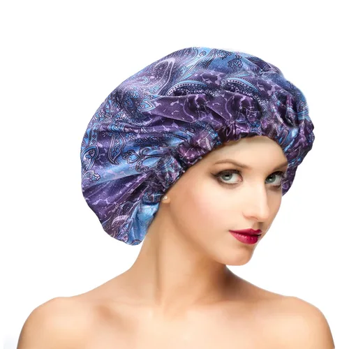 Miniatura 17 de Gorros de ducha para mujer, extra grande, ajustable, impermeable, reutilizable, gorro de ducha para mujeres y niñas, cabello largo y grueso, gorros