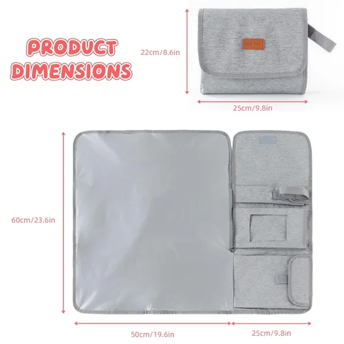 Miniatura 5 de Cambiador de pañales portátil, almohadillas de cambio de pañales de viaje lavables y plegables, tapete cambiador de bebé grande con bolsillo