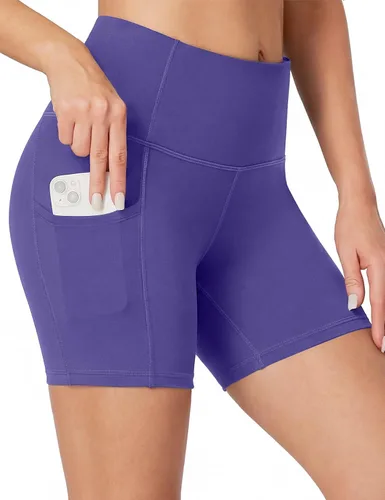 Miniatura 7 de Heathyoga Pantalones cortos de ciclismo para mujer, control de abdomen, pantalones cortos de entrenamiento de 5 pulgadas con bolsillos, cintura