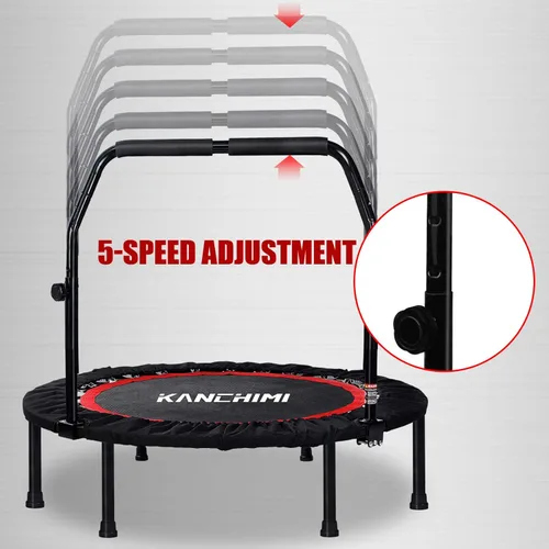 Miniatura 4 de Kanchimi - Mini trampolín plegable de 40"/48" para fitness, cama elástica para ejercicio en interiores con mango, carga máxima de 330 libras Negro