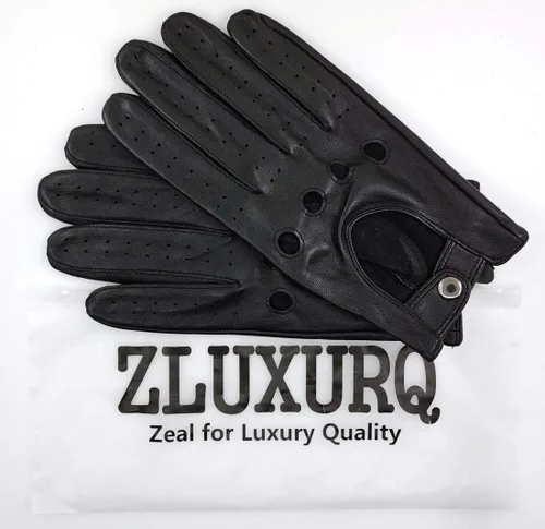 Miniatura 4 de ZLUXURQ Guantes de conducción profesionales de cuero para hombre sin forro, suaves y finos, piel de cordero italiana