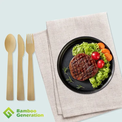 Miniatura 4 de Tenedores 100% de bambú – Utensilios desechables, biodegradables y compostables, cubiertos reutilizables o desechables para bodas, campamentos
