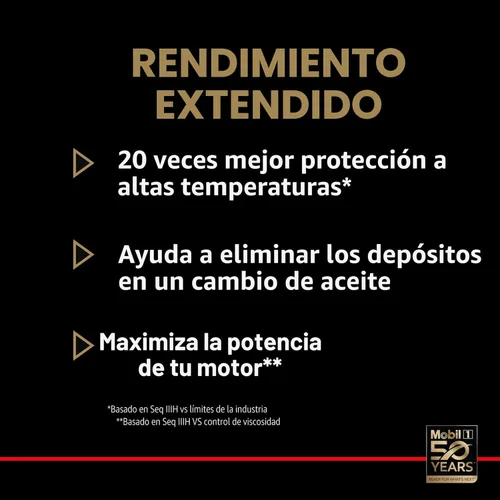 Miniatura 8 de Mobil 1 aceite de motor sintético completo de rendimiento extendido 5W-30, 5 cuartos de galón