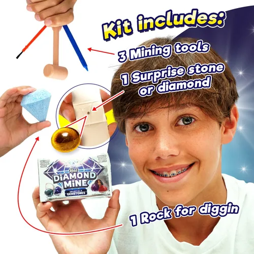 Miniatura 3 de JA-RU Kit de excavación de piedras preciosas de mina de diamantes reales (paquete de 1) roca misteriosa, minerales y gemas para niños Rompe tus