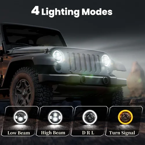Miniatura 5 de HWSTAR 2025 Nuevo 1000% brillante antideslumbrante 7 pulgadas Halo LED faros redondos compatibles con Jeep Wrangler JK JKU TJ LJ Mazda Miata Chevy