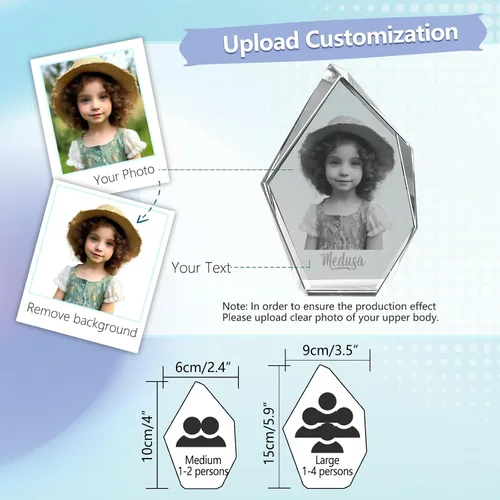 Miniatura 5 de Rombo personalizado con foto de cristal – Grabado 2D/3D opcional, regalos de cristal personalizados con tu propia foto, día de San Valentín
