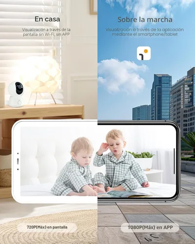 Miniatura 2 de ARENTI Monitor de bebé 2 cámaras, cámara inteligente para bebé con pantalla inalámbrica de 5 pulgadas, visión nocturna super, sensor de temperatura