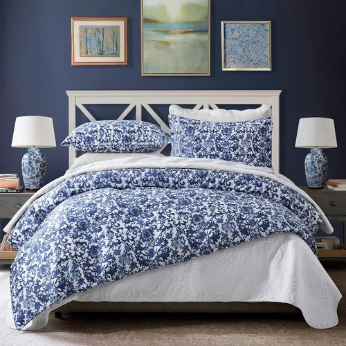 Miniatura 8 de Get Bed Ready Azulejos portugueses vintage Azulejos Funda de edredón de lujo con medallón español pintado cerámica blanca azul patrón mosaicos