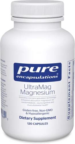 Pure Encapsulations UltraMag Magnesio - Absorción Superior - Apoyo Óseo y Muscular* - Suplemento de Minerales Esenciales - Vegano y Sin OGM - 120