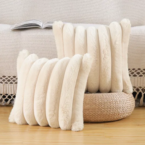 Miniatura 18 de MADIZZ Juego de 2 fundas de almohada de lana sintética a cuadros de 12 x 20 pulgadas / 12.0 x 20.0 in., súper suaves, bohemias, decorativas