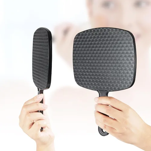 Miniatura 5 de HYOUJIN Espejo de mano (6.7 x 9.4 pulgadas), espejo pequeño de mano para peluquería y salón, espejo portátil de maquillaje de mano para viajes, Negro