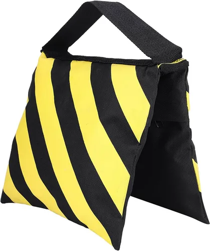 Bolsa de arena resistente - Bolsa de arena para video de estudio - Rayas amarillas y negras - Bolsas de peso para fotografía - para soporte de luz