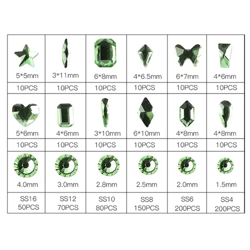 Miniatura 2 de BELICEY Diamantes de imitación para arte de uñas, Día de San Patricio, color verde oliva, con parte trasera plana, piedras preciosas para uñas