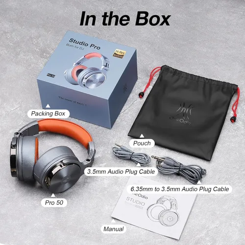 Miniatura 7 de OneOdio Auriculares Hi-Res para cubrir las orejas para monitorización y mezcla de estudio, aislamiento de sonido, almohadillas de cuero de proteína