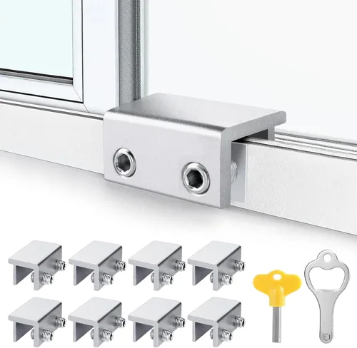 Miniatura 14 de ZRFCXE Cerraduras para Ventanas, Paquete de 8 Cerraduras de Ventana Corrediza con Llave para Puertas de Ventanas Corredizas Verticales y Negro