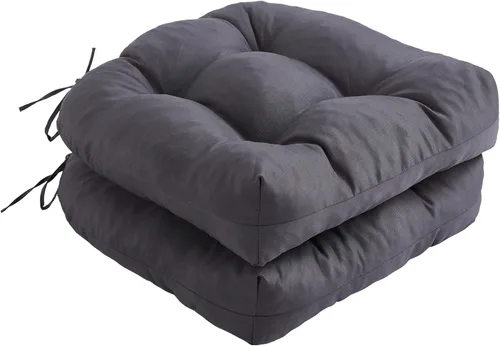 Miniatura 9 de IPYNBAP Juego de 2 cojines para sillas de exterior, cojines para sillas de patio con lazos, 17x17+4" cojines de asiento acolchados para exteriores