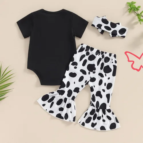 Miniatura 17 de Sejardin Ropa de verano para bebé y niña, recién nacida, manga corta, con letras, mameluco elástico con diadema