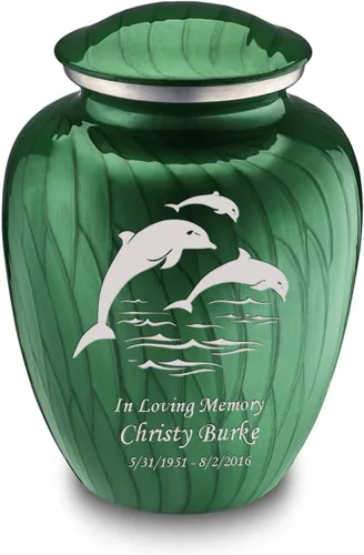 Miniatura 14 de Geturns Embrace - Urnas de cremación personalizadas de delfines para cenizas humanas, urna funeraria grande de color rojo brillante para mujeres