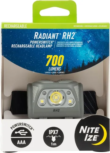 Miniatura 10 de Nite Ize Radiant RH2 PowerSwitch - Linterna frontal recargable para camping y senderismo, batería recargable, luz manos libres con 7 modos