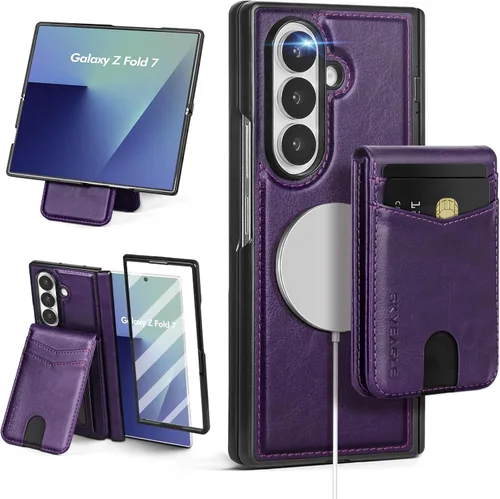 Miniatura 8 de SkyEagle Funda Cartera magnética desmontable compatible con Magsafe para Samsung Galaxy Z Fold 7 con tarjetero Protector de pantalla integrado