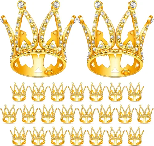 24 piezas de corona para tarta, mini corona de bebé, pequeña reina de aleación de cristal de princesa, decoración de pasteles para mujeres, damas,