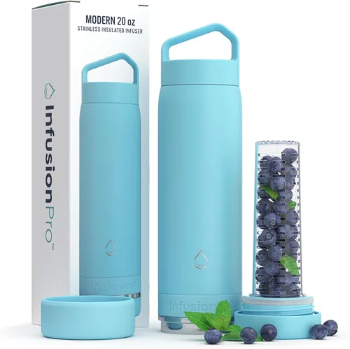 Miniatura 10 de Infusion Pro Botella de agua con infusor de frutas, acero inoxidable aislado al vacío (20 onzas), libro electrónico de recetas de infusión de Lagoon