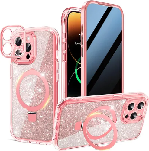 Miniatura 36 de Funda magnética de privacidad para iPhone 17 Pro Max [Cartulina con purpurina para bricolaje] [Soporte magnético invisible] Protector de pantalla